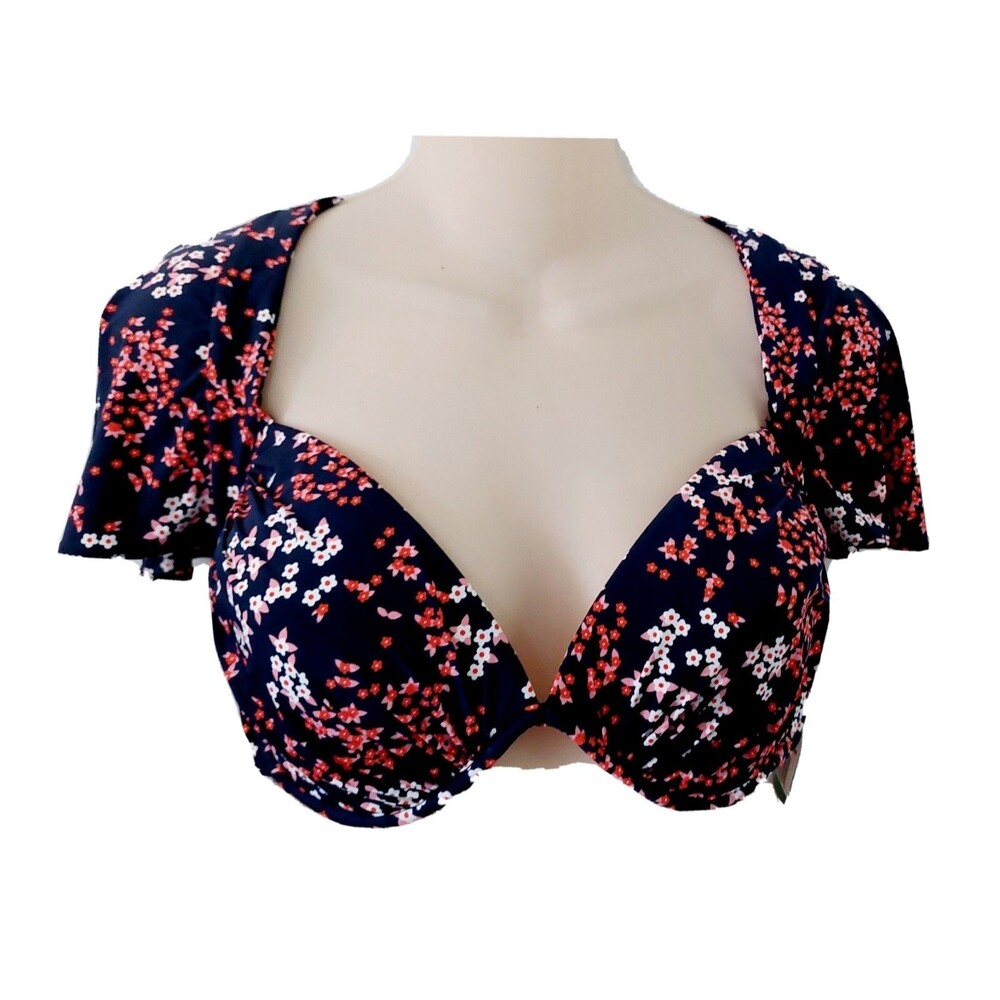 Michael Kors Pink Rose Scattered Blooms Swim Seperate Top Large #679